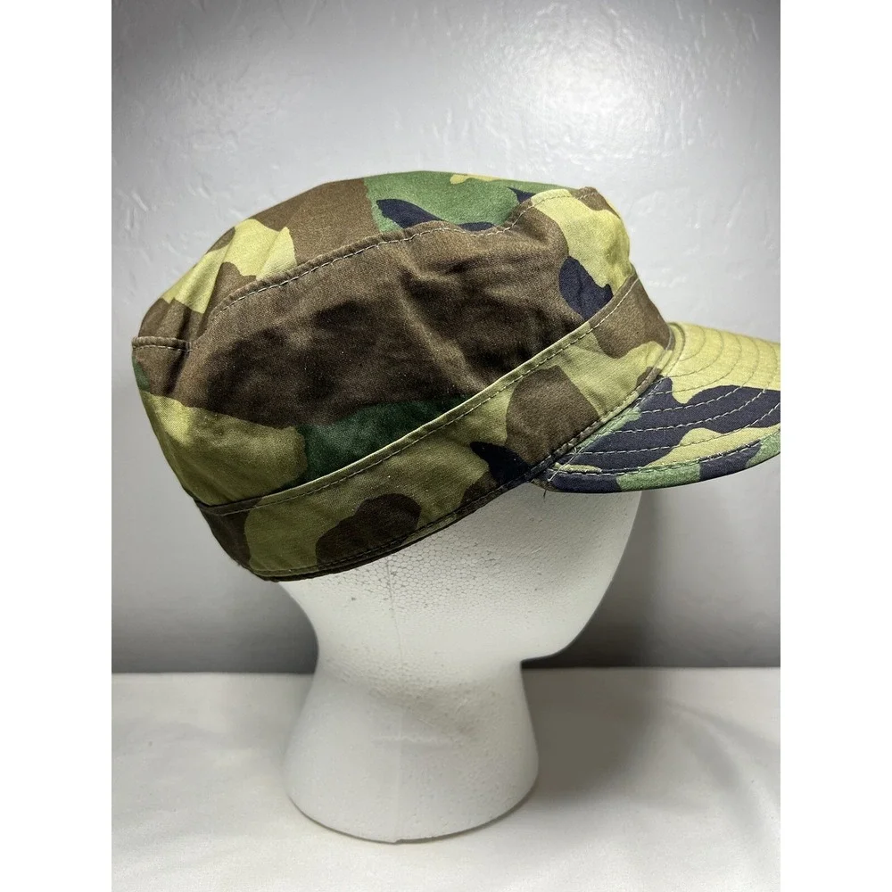 Vintage Army Cap Sz 6 3/4 Woodland Camo Pattern Ear Flaps Hat‎ Military Issued